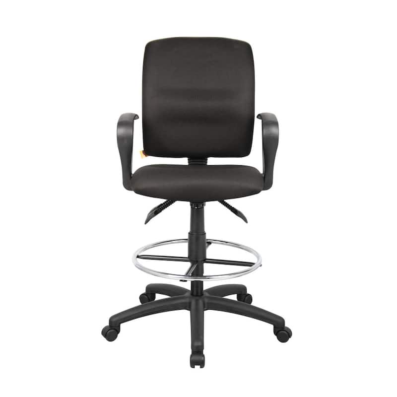 Jea Swivel Drafting Stool, Seat Tilt Lock, Loop Arms, Black Crepe