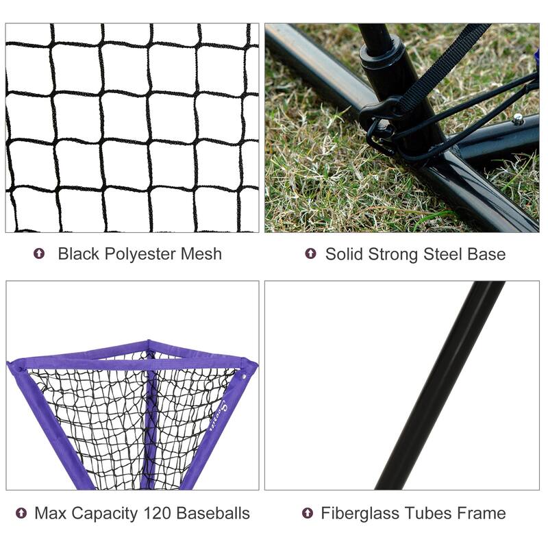 Soozier 7.5'x7' Baseball Practice Net Set w/ Catcher Net, Tee Stand, 12