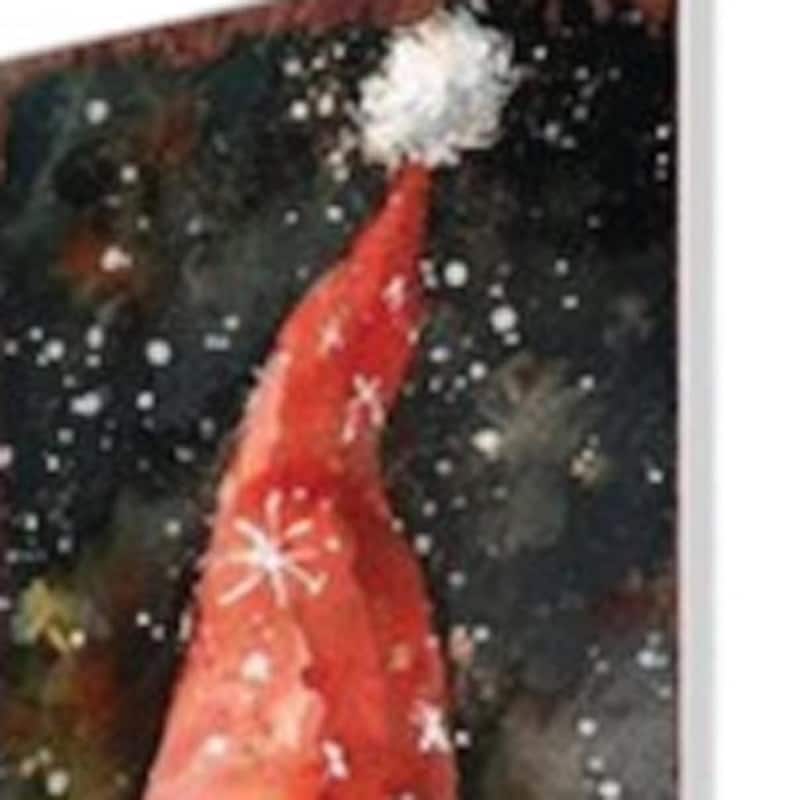 HomeRoots 42" Black Green Red And White Solid Wood Christmas Santa Garden Stake