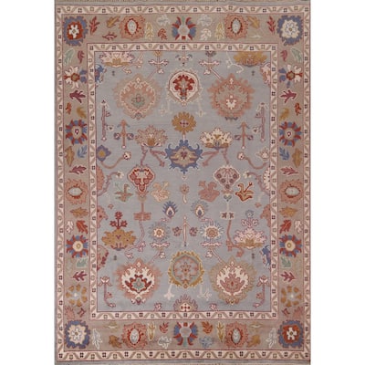 Blue Oushak Indian Area Rug Hand-Knotted Wool Carpet - 7'11"x 10'0"