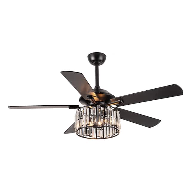 52" Matte Black Plywood 5-Blade Ceiling Fan with Remote