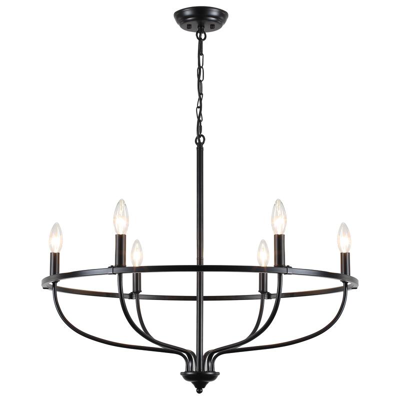6-Light Circle Candlestick Hanging Linear Chandelier Lighting Island Chandelier Fixture for Kitchen Island