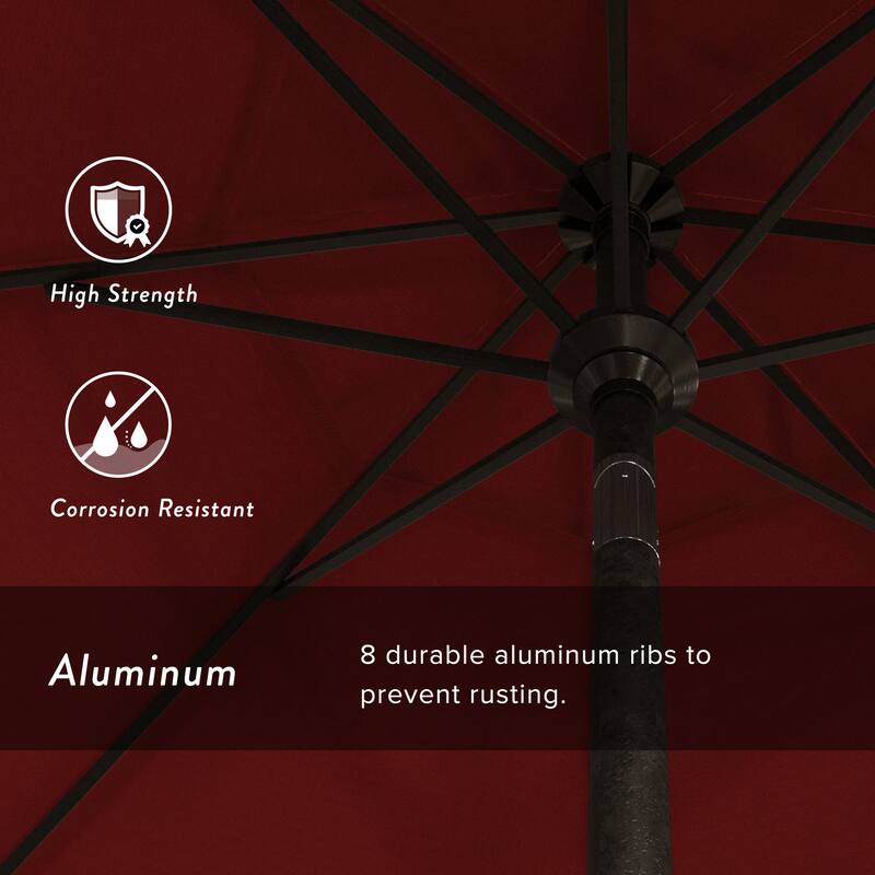 Pompano 9ft Crank Lift Push Button Tilt Round Patio Umbrella by Havenside Home, Base Not Included