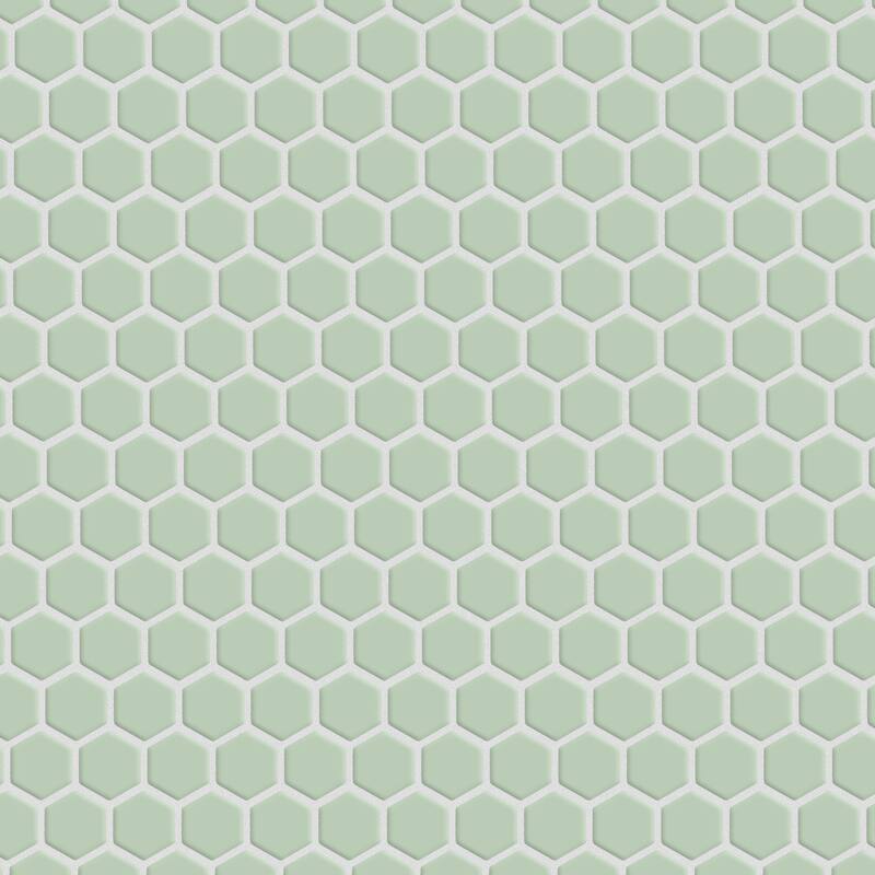 Merola Tile Metro 1" Hex Glossy Mint 10-1/4" x 11-7/8" Porcelain Mosaic Floor and Wall Tile