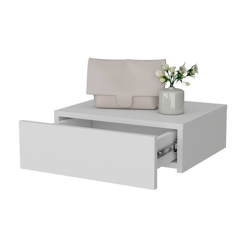 Wall-Mounted Floating Nightstand with Drawer and Durable Top