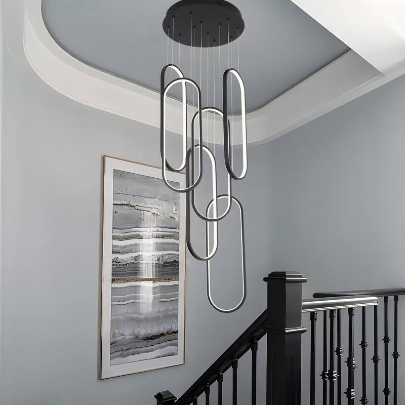 6 Ring Modern Chandelier Large LED High Ceiling Chandeliers