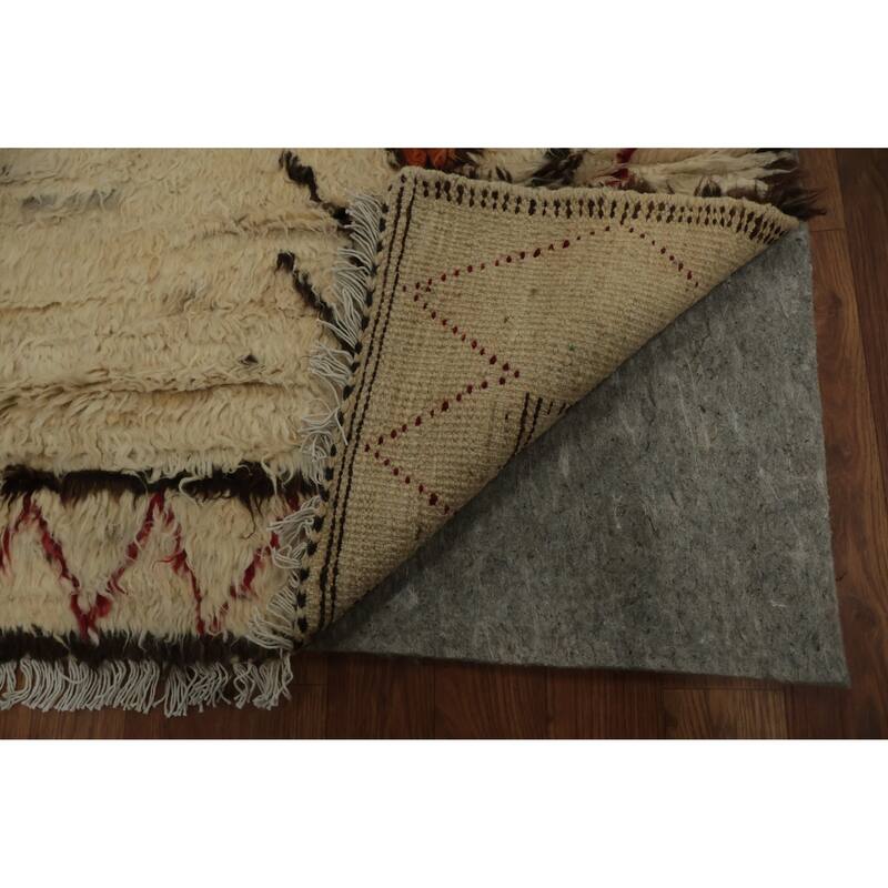 Hand Knotted Oriental 100% Wool Carpet Modern Tribal Beige & Ivories Moroccan Area Rug - 9' 6'' X 8' 3''