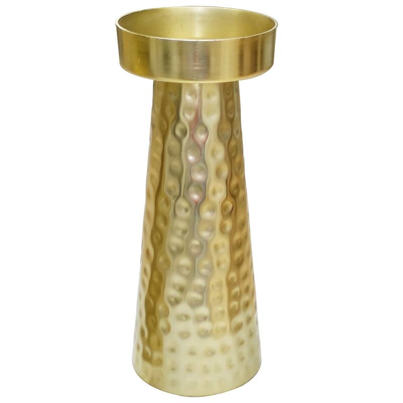 Hammered Pillar Candle Holder - 10" - Gold