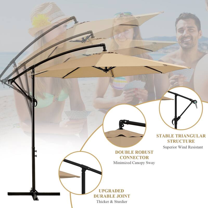 9.8ft Offset Patio Umbrella Offset Hanging Cantilever Patio Outdoor Market Umbrella UPF50 UV Protection
