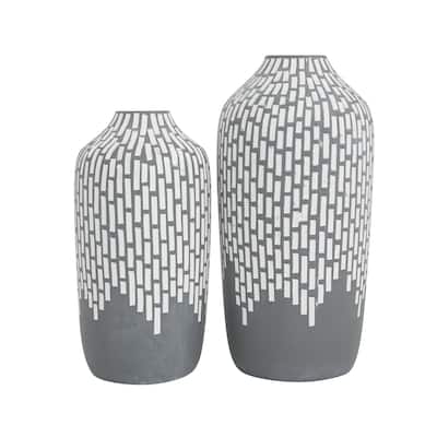 Ceramic Mosaic Inspired Decorative Vase - Set of 2 Gray - Roche River Decor
