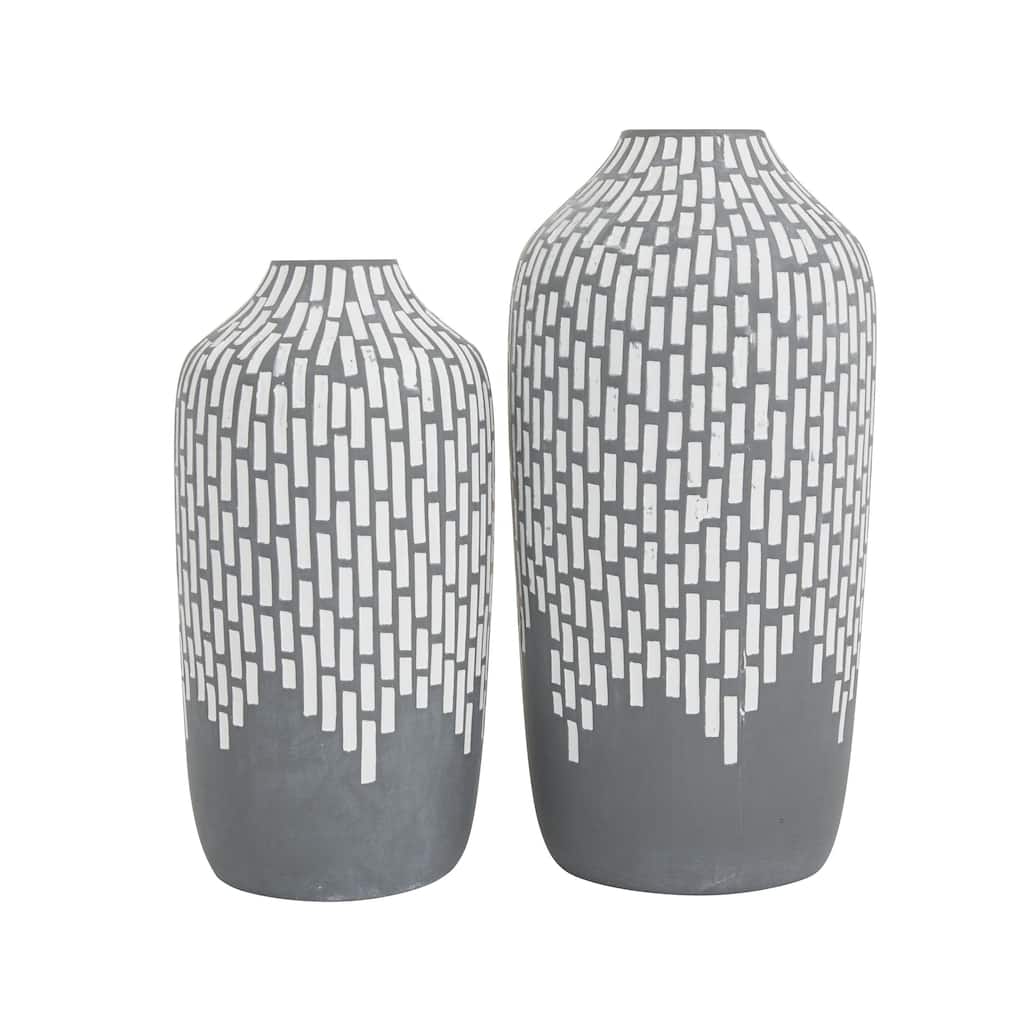 Ceramic Mosaic Inspired Decorative Vase - Set of 2 Gray - Roche River Decor