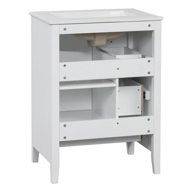 24" Bathroom Vanity with Storage, Adjustable Shelf and Removable Dividers