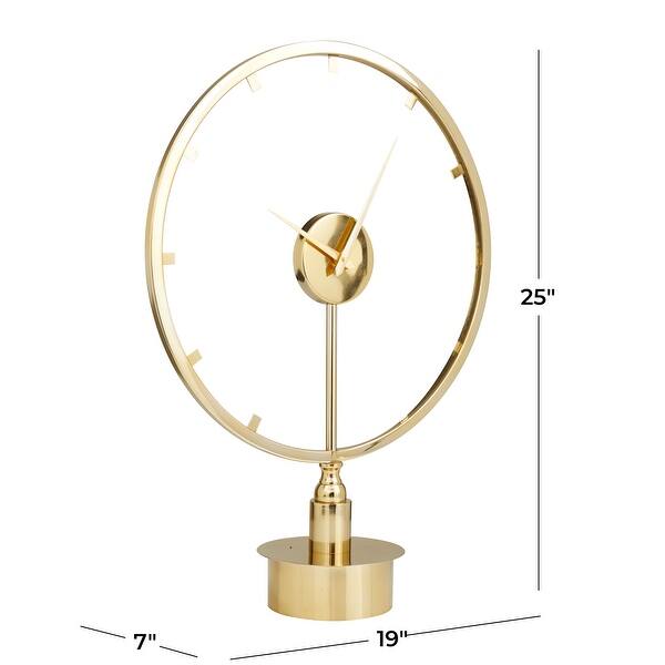 dimension image slide 1 of 2, Gold Stainless Steel Metal Large Open Frame Decorative Clock - 19 x 7 x 25