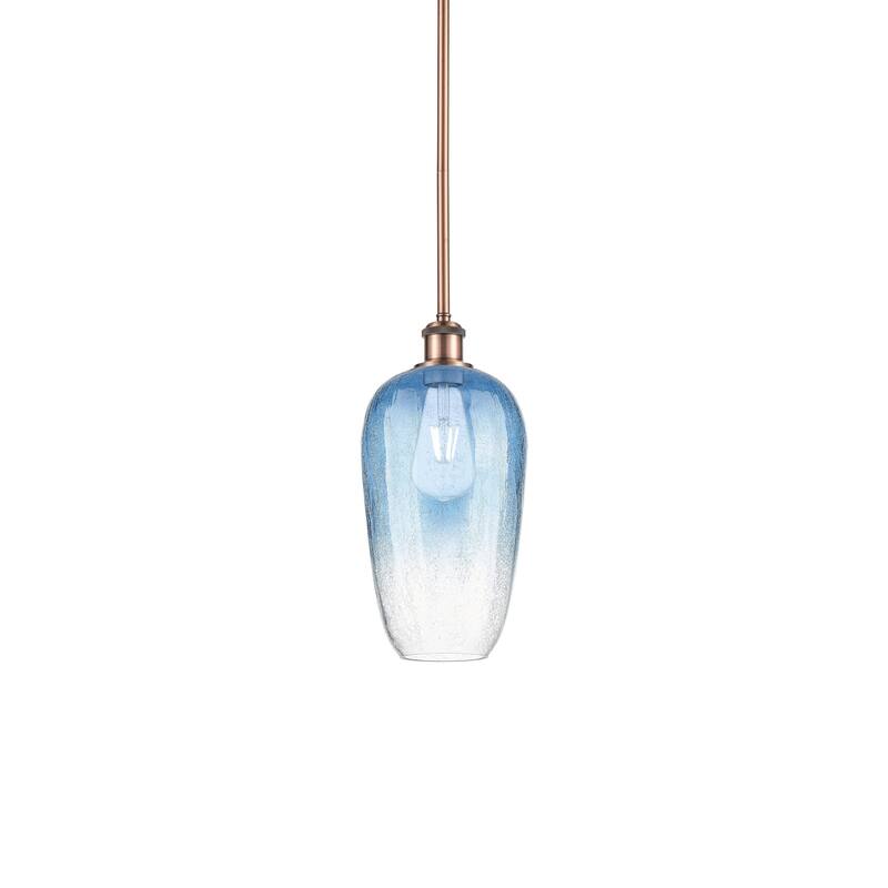 Innovations Lighting 516-1S-15-7 Brookhaven Flute Pendant Brookhaven - Antique Copper / Sapphire Blue