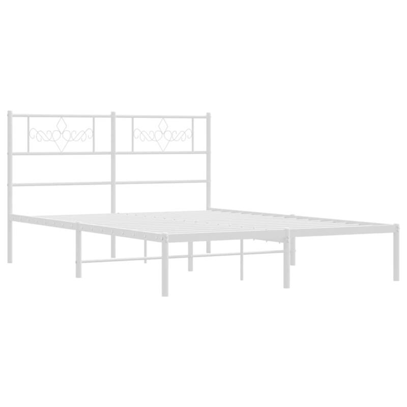 vidaXL 12 Inches White Full Size Metal Bed Frame No Mattress - 77.2" x 55.9" x 35.4"