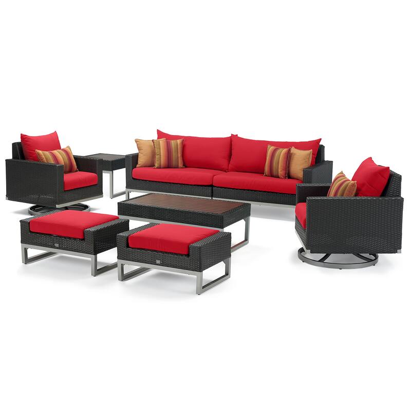 Milo Espresso 8 Piece Sunbrella Outdoor Patio Motion Seating Set