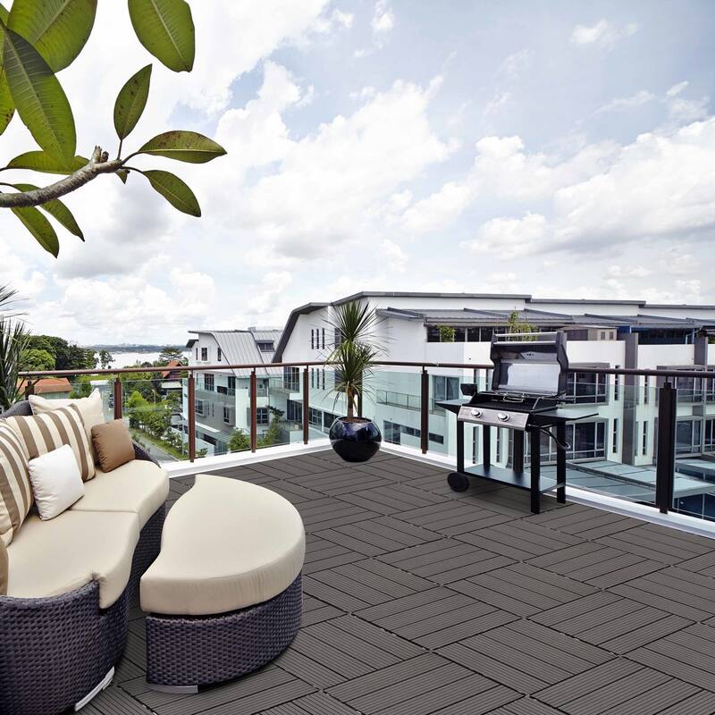 11.8" x 11.8" square wood-plastic composite deck tiles