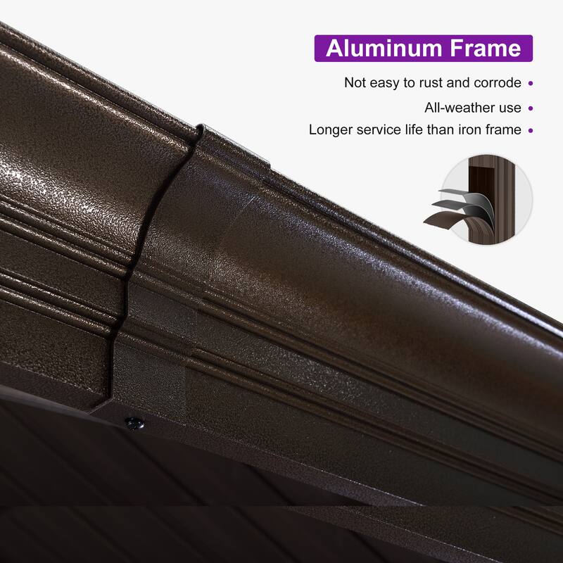 PURPLE LEAF Hardtop Aluminum Gazebo with Curtains and Netting, Double Roof Patio Gazebo