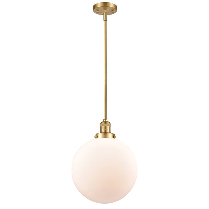 Innovations Lighting Franklin Restoration Beacon - 1 Light 12" Stem Hung Mini Pendant - Satin Gold/Matte White