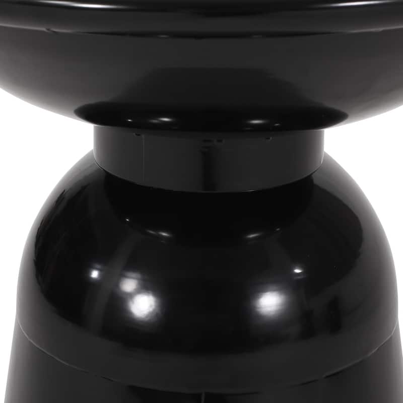 15 in. Black Round Metal End Table with Pedestal Base