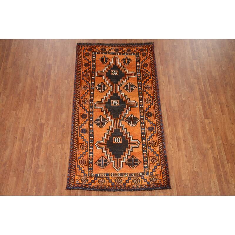 Hand Knotted Oriental 100% Wool Carpet Traditional Tribal Oranges & Rust Lori Area Rug - 7' 4'' X 4' 0''