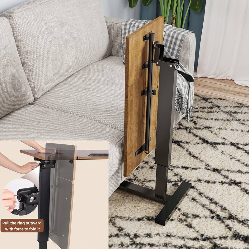 Adjustable Overbed Table Mobile Over Bed Bedside Desk with Hidden Wheels