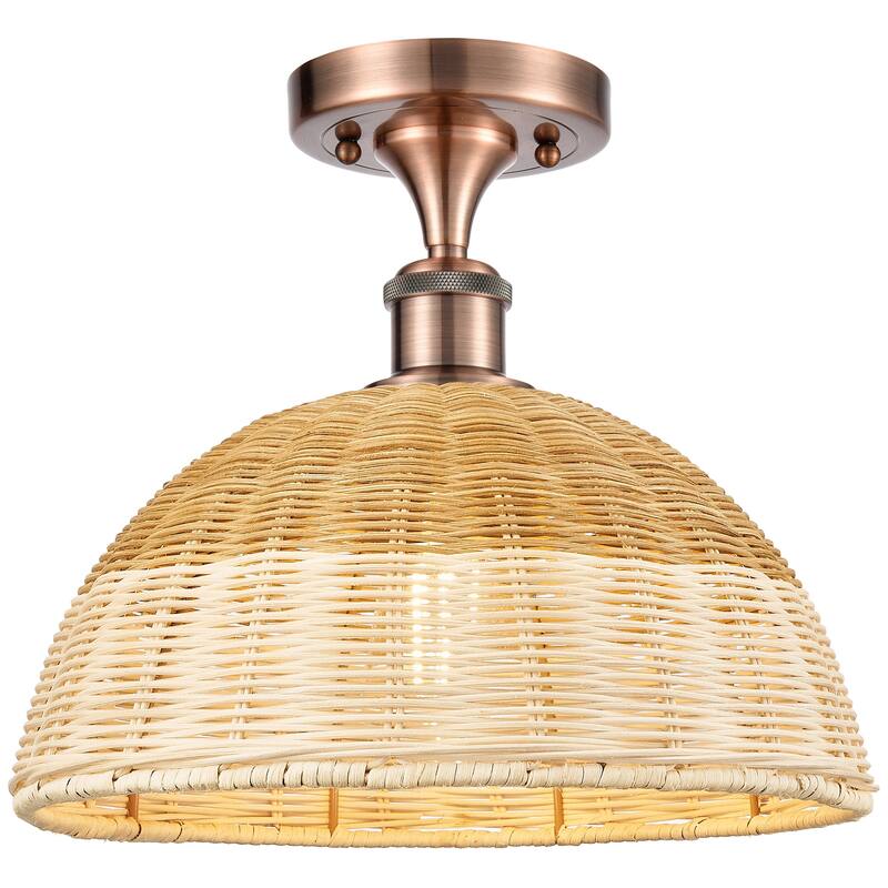 Innovations Lighting 516-1C-11-12 Bristol Natural II Semi-Flush - Antique Copper / Natural