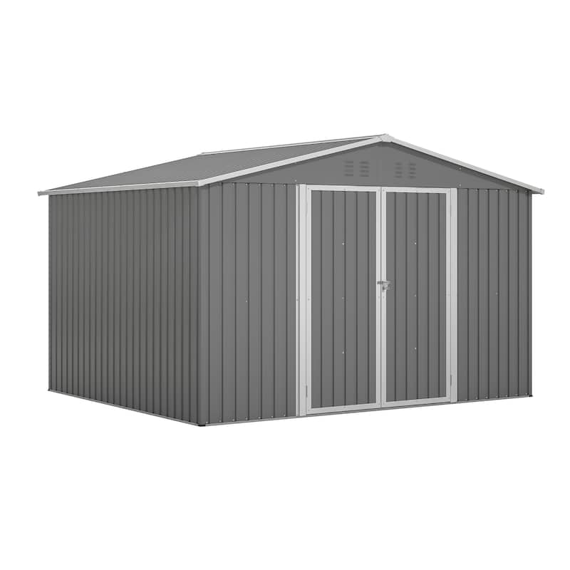 GDFStudio - Evelyn Spacious Outdoor Waterproof Tool Storage Shed with Durable Metal Frame