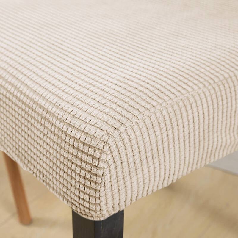 6 Piece Set - Beige Dining Kitchen Desk Chair Stretch Cover Protector Slipcover - 6 Piece Set