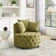 preview thumbnail 10 of 10, Velvet Upholstered Swivel Chair for Living Room, Tufted Barrel Chair Corner Chair with Movable Wheels & 3 Pillows, Avocado Green