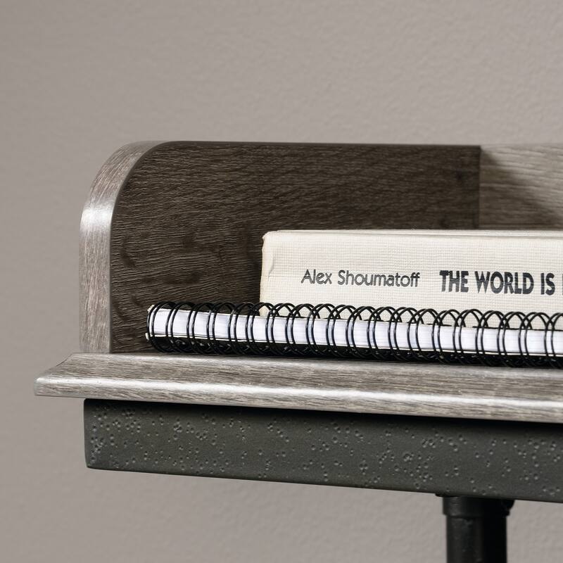 Engineered Wood Industrial L-Shaped Desk with Built-In Usb Ports And Grommet Holes, Brown