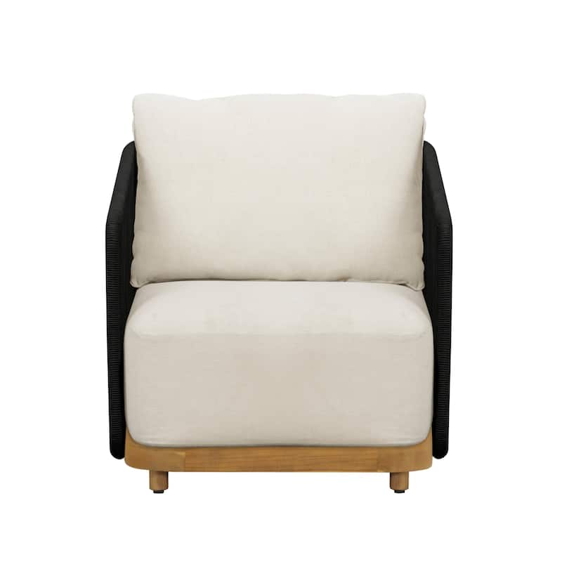 Alpine Teak Wood Outdoor Arm Chair with Rope Design