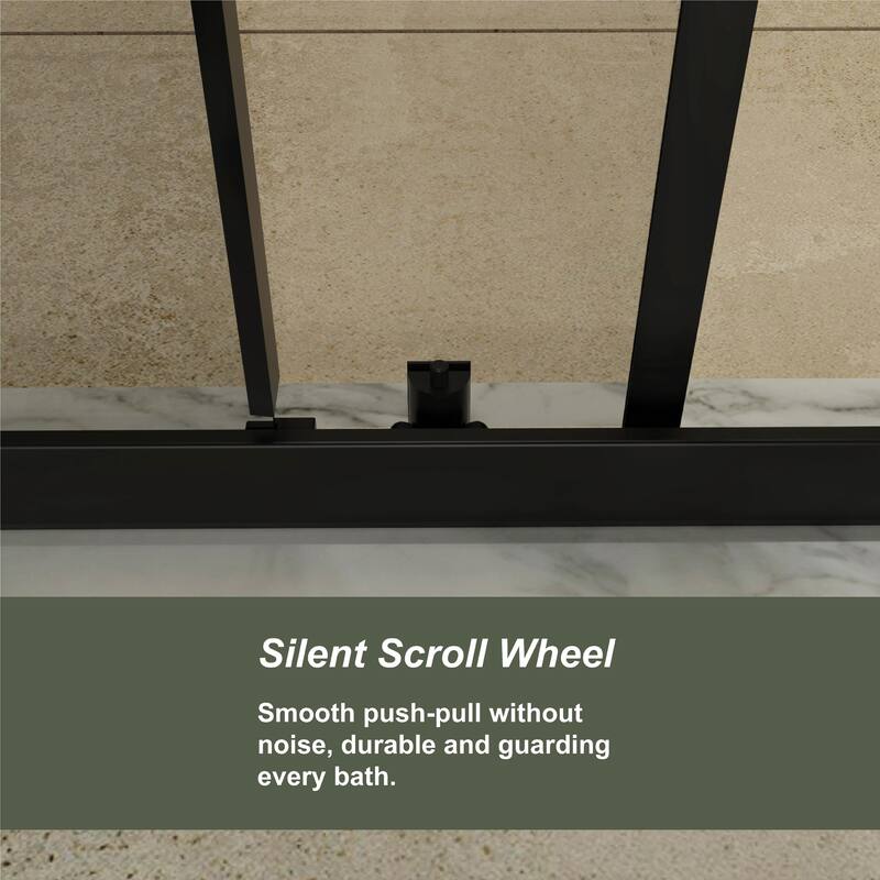 60" W x 72" H Single Sliding Shower Door, 1/5" Thick Clear Tempered Glass with Stainless Steel Handle