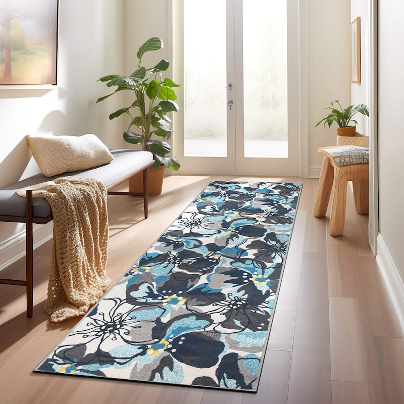 World Rug Gallery Modern Floral Non-Slip Area Rug - 2'7"x6'