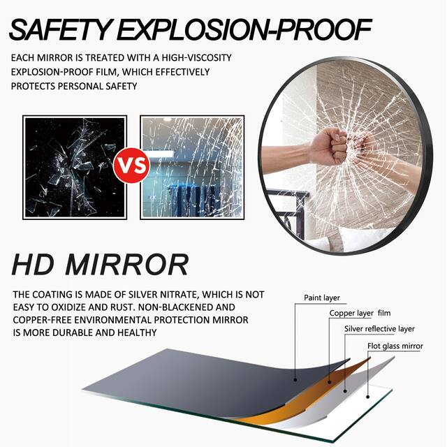 Neutypechic Modern Thin Frame Wall-Mounted Vanity Round Mirror