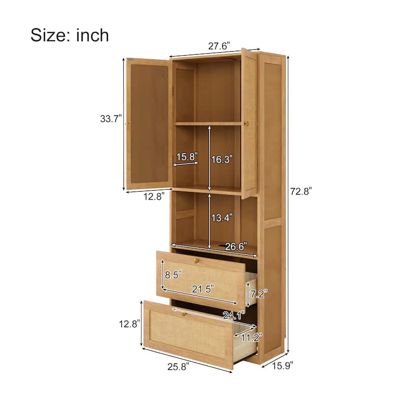 Natural Storage Cabinet Storage Cabinet with Built-in USB Ports with Built-in USB Ports, Drawer Organizer Wardrobe Armoire