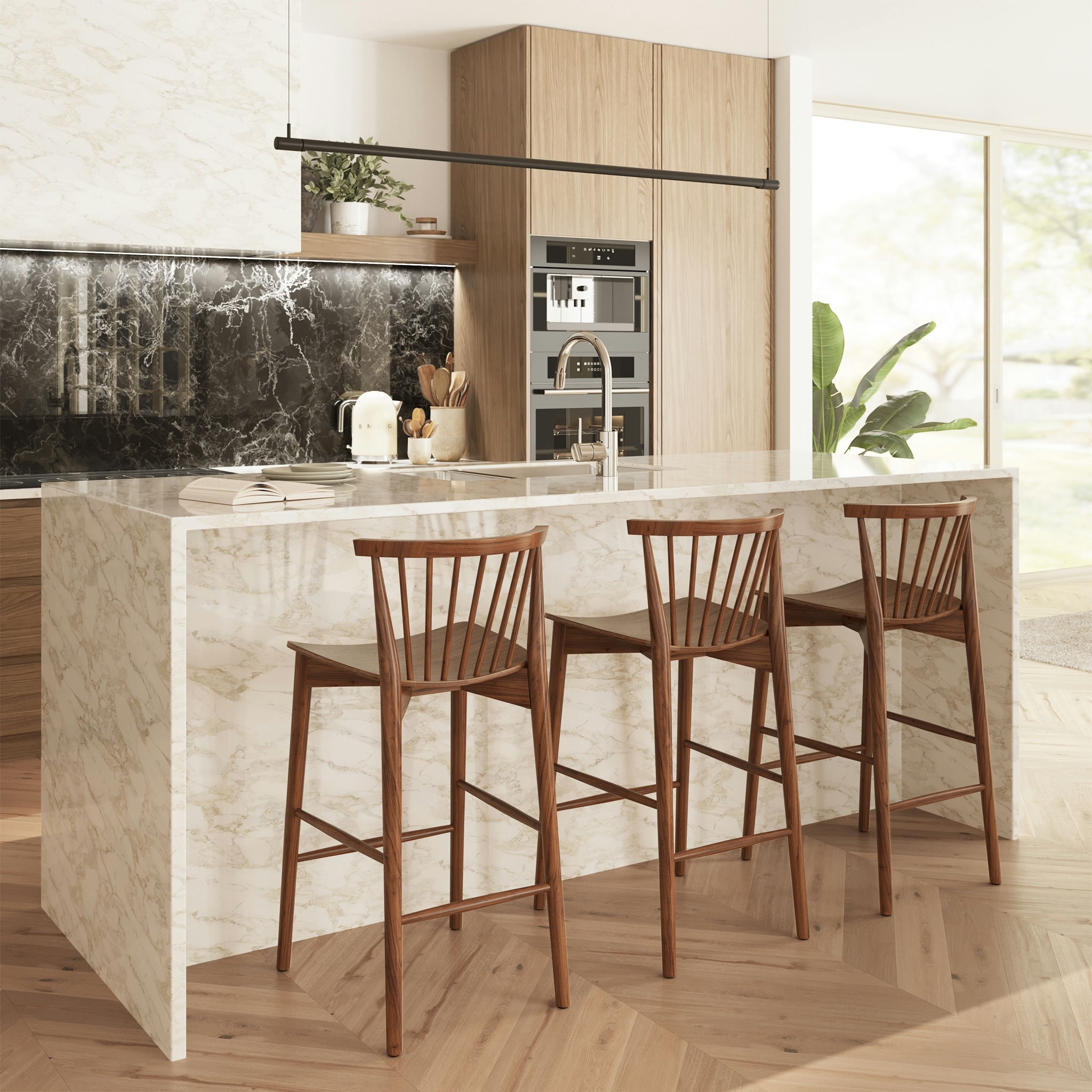 Poly & Bark Ligna Solid Wood Counter Stool