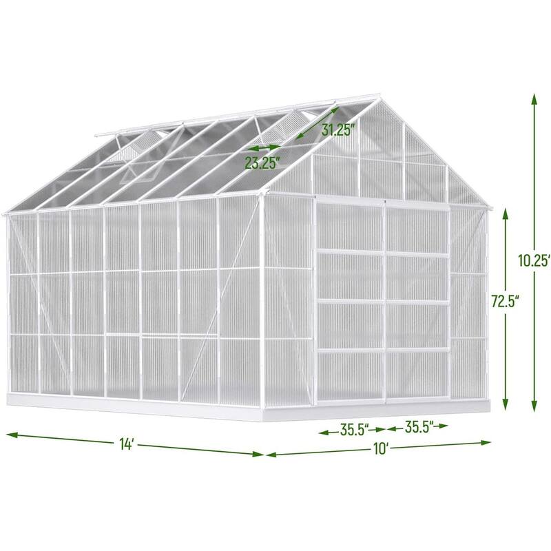 Outdoor 12' x 10' Outdoor Walk-in Hobby Greenhouse for Plants - 10*12