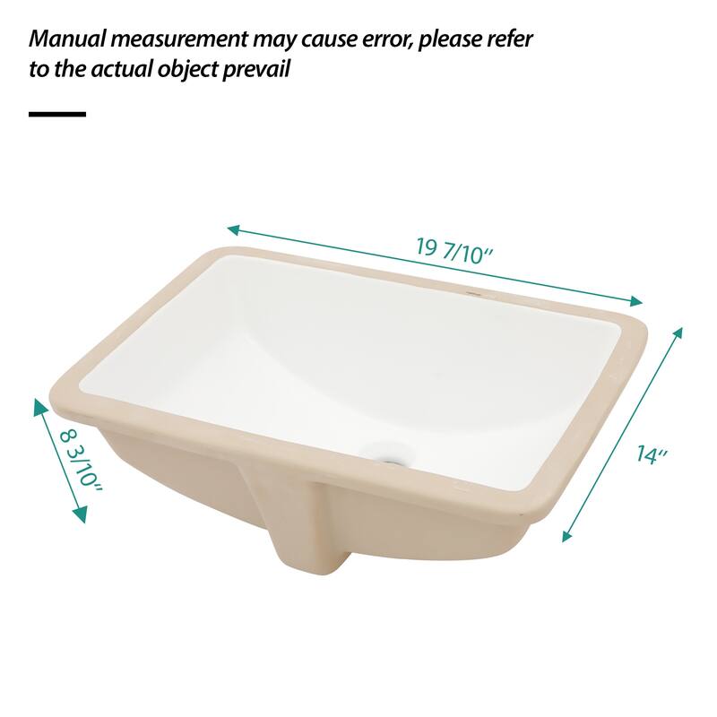 Ceramic Rectangular Undermount Bathroom Sink with Overflow