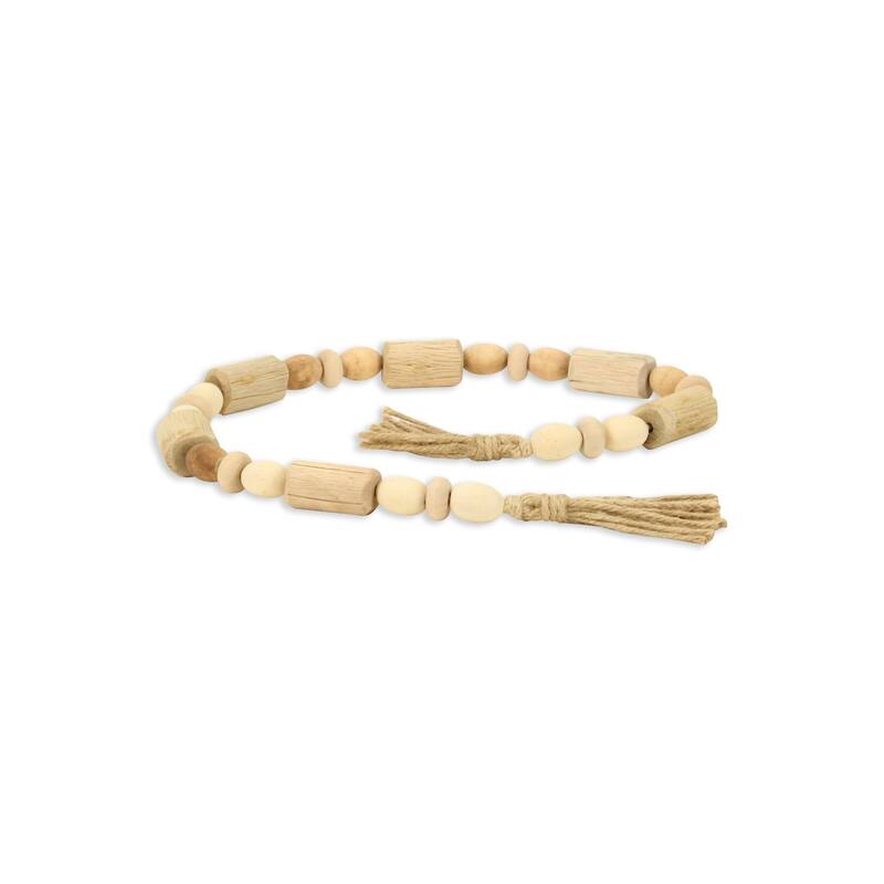 Wooden Bead Tassel Hanging Door Curtain Decoration - 40" - Brown