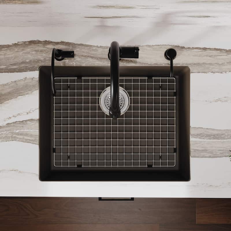 Karran Undermount 24.38 in Single Bowl Quartz Kitchen Sink Kit