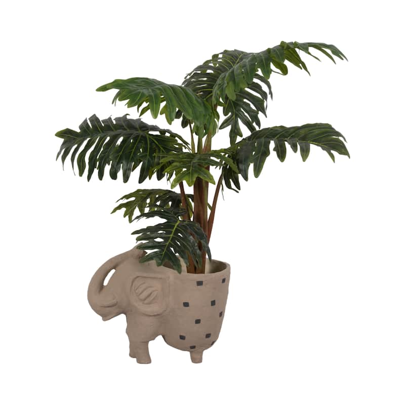 Sagebrook Home's Ivory 25" Paper Mache Elephant Planter - 25" x 14" x 21"