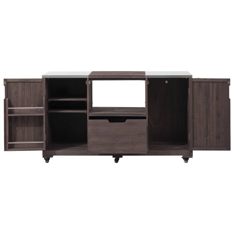 66.5" Outdoor Kitchen Island for Big Green Egg Grills, for Tabletop Grill with Stainless Steel Top, Drawer