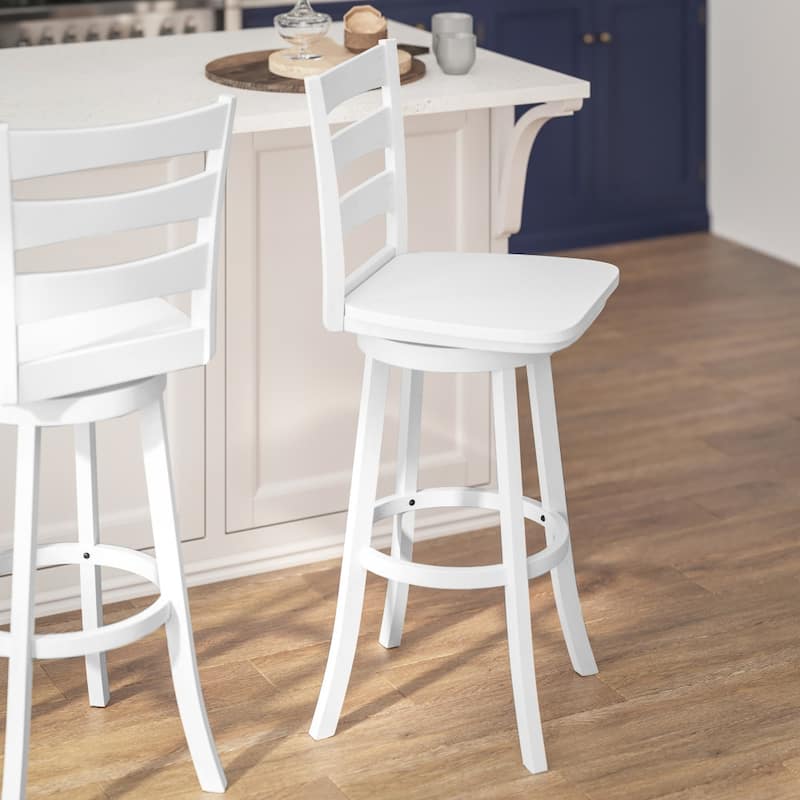 Commercial Grade Traditional Ladderback Wooden Swivel Barstool