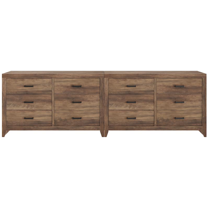 WAMPAT 106'' Rustic TV Stand Dresser - Farmhouse Entertainment Center with 12 Storage Drawers