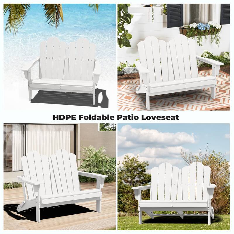 Outdoor HDPE Foldable Patio Loveseat