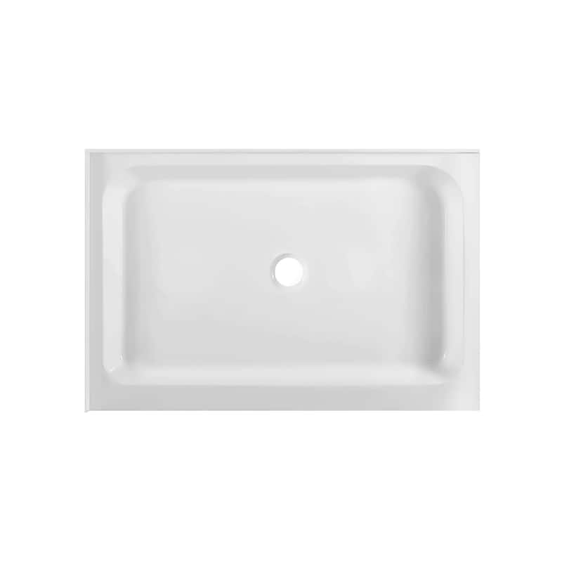 Fine Fixtures Double Threshold Acrylic Shower Base - Non-Slip Textured Surface Shower Floor Pan in White