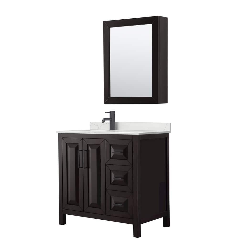 Daria 36-inch Single Vanity, Single Hole Quartz Top, Med Cabinet