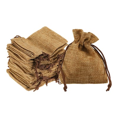 25Pcs Drawstring Burlap Gift Bags 3" x 4" Linen Sack Jewelry Pouches - 3" x 4"