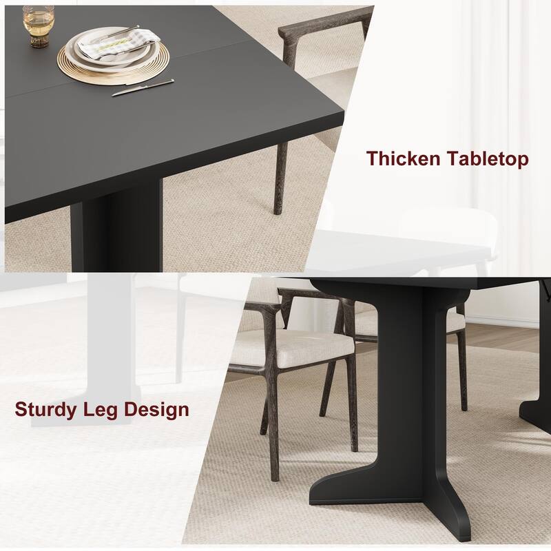 71.1" Farmhouse Rectangle Kitchen Table, with Thicken Tabletop